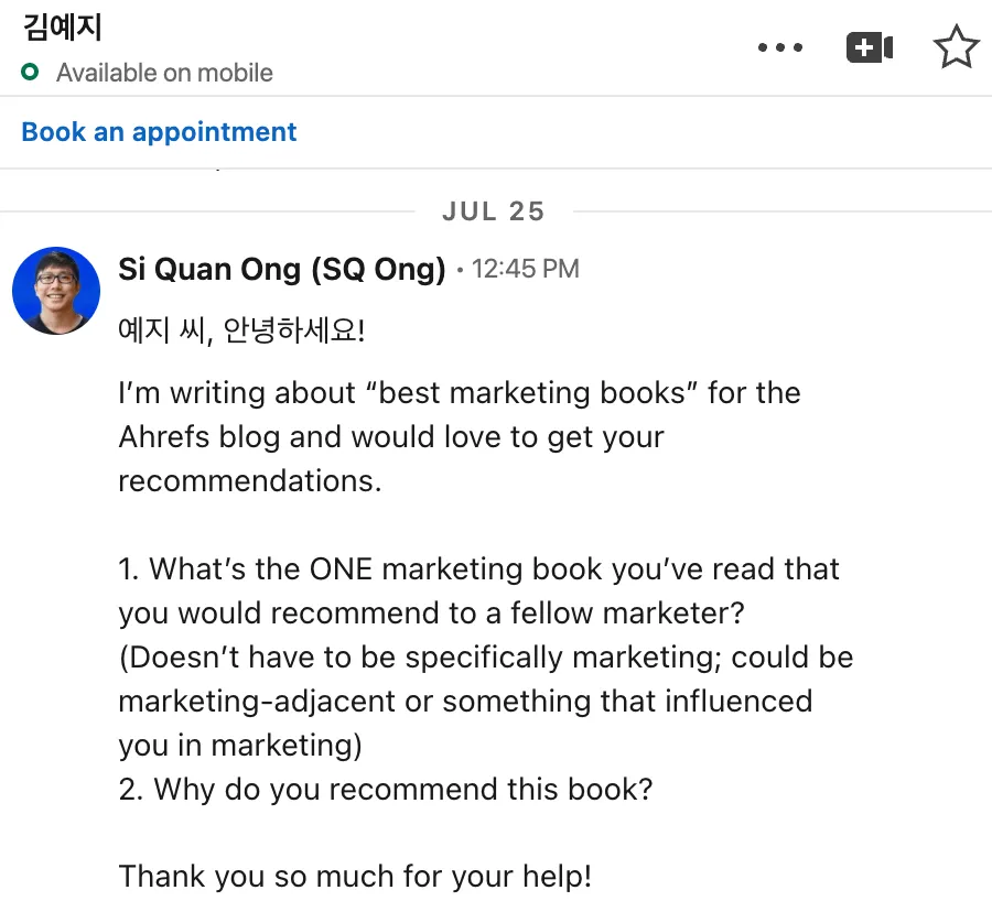 Thư gửi các nhà tiếp thị để xin đề xuất sách